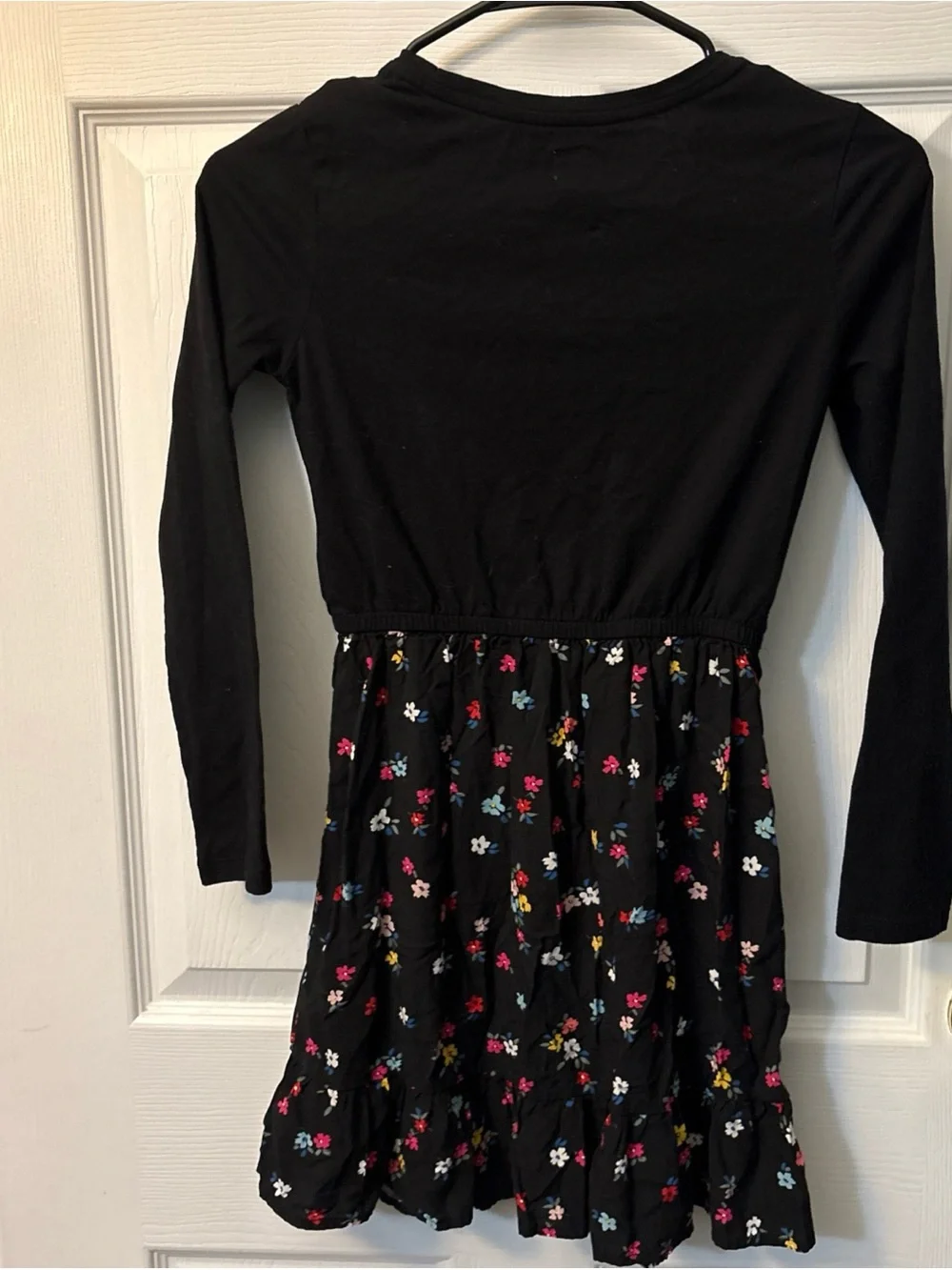 GAP Black Long-Sleeve Dress with Multicolor Floral Skirt